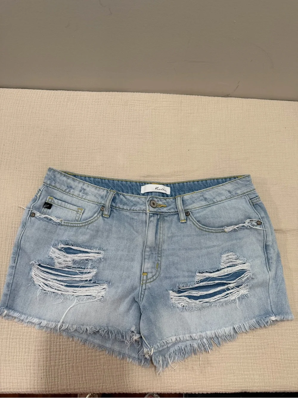 KanCan Light Blue Distressed Frayed Denim Shorts